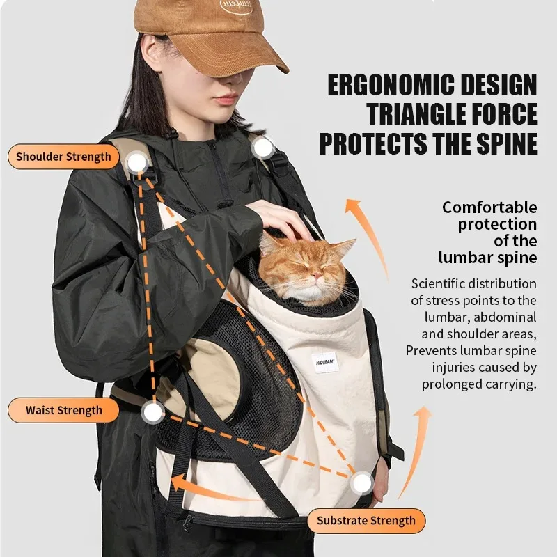 Pet Chest Backpack Front Carrying Tote Backpack Dogs and Cats Breathable Portable Outdoor Bag Shoulder Cat Bag - Detail 1
