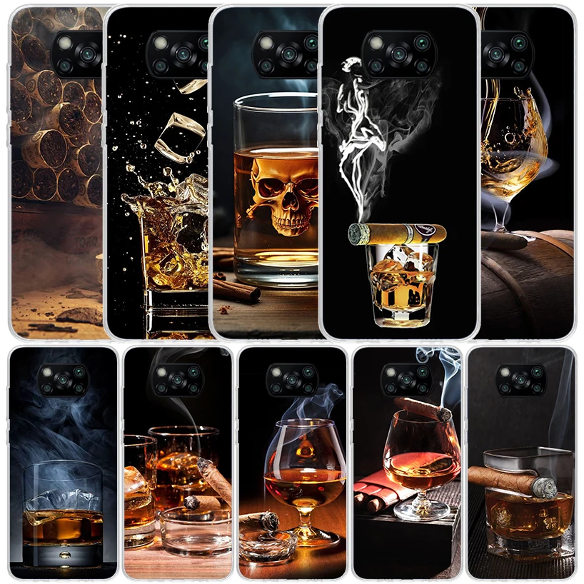 Cigar Whiskey Ice Drink Phone Case For Xiaomi Poco X6 X5 X4 X3 Nfc F6 F5 Pro F4 Gt F3 F2 F1 M5S M4 M3 M2 Soft TPU Back Cover