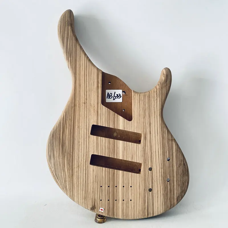 AB633 Unfinished Bass Body in Solid Wenge Natural for Fanned Frets Bass multisacles Length DIY Guitar Parts for Replacement