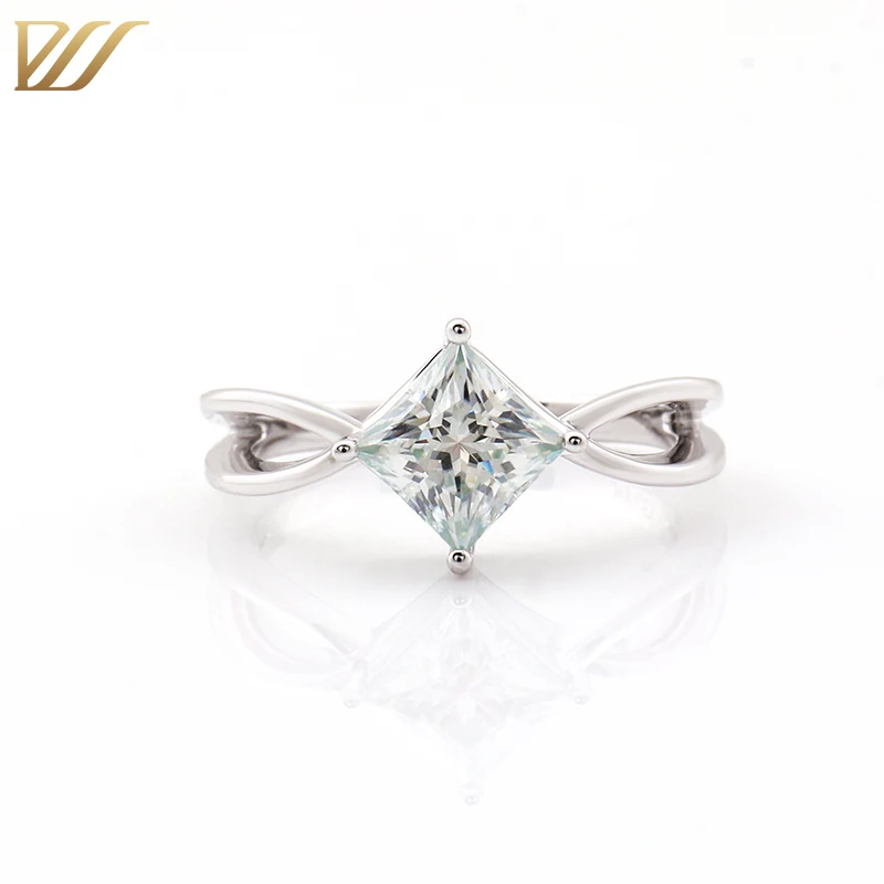 

Timeless Princess Cut Moissanite Solitaire Ring Split Shank Versatile Design Engagement & Anniversary Ring For Lovers