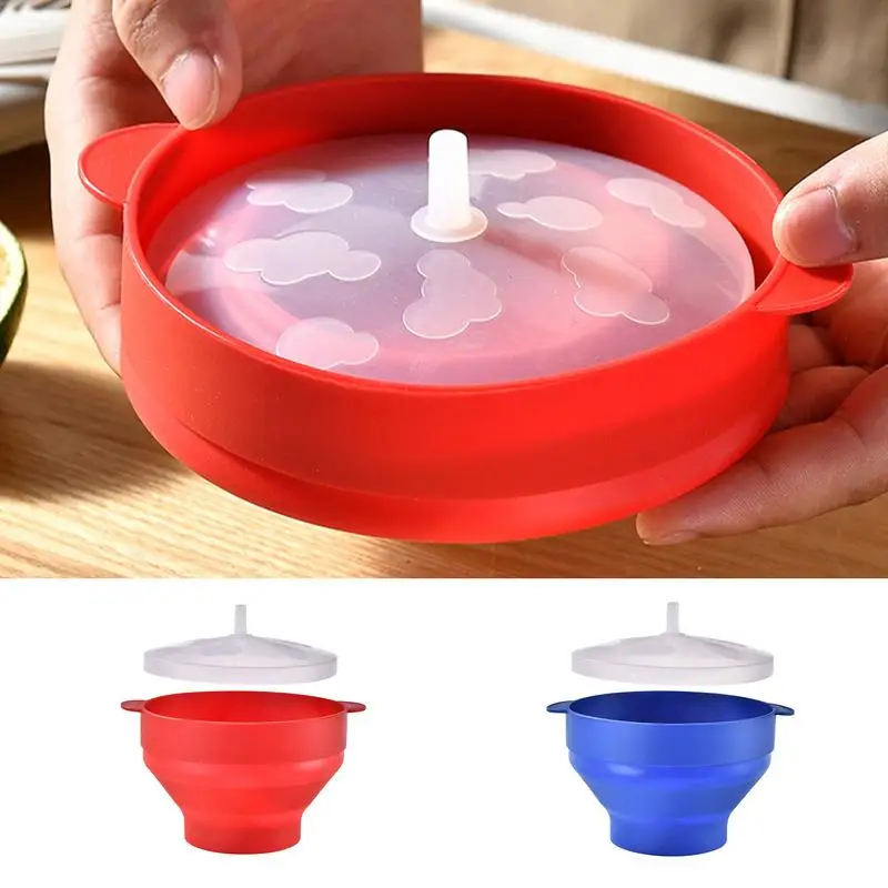 Silicone Popcorn Popper Microwave Heat-Resistant Microwave Popcorn Maker Popcorn Microwave Popper Round Popcorn Bowl with Lid