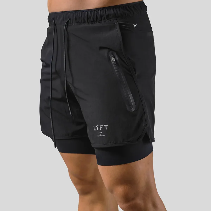 Sports casual shorts double layered fake two-piece basketball fitness sweat wicking quick drying gym shorts