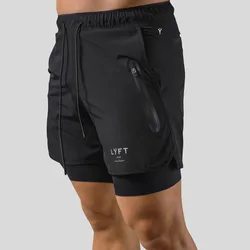 Sport Casual Shorts Dubbel Gelaagde Nep Tweedelige Basketbal Fitness Zweetafvoerende Sneldrogende Gymshorts