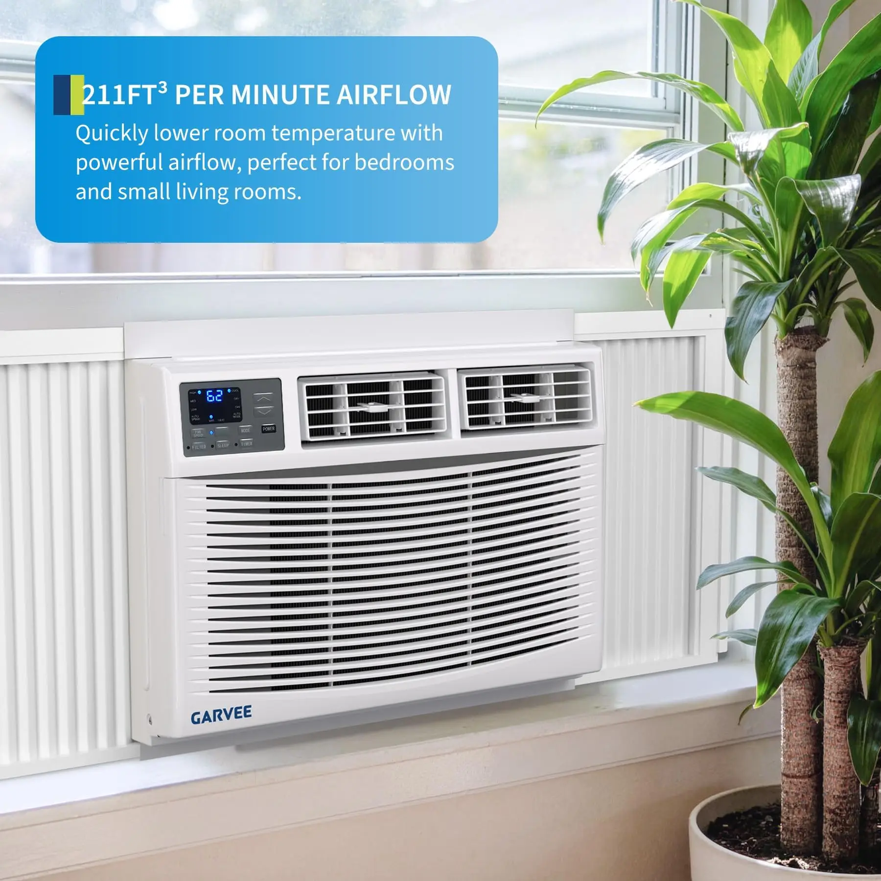 8000 BTU 4-in-1 Window Air Conditioner & Heater Combo, Dehumidifier & Fan, Smart WiFi/App/Remote Control, Energy Efficient Cooling & Heating – Alexa Compatible – Up to 350 Sq. Ft – US Standard
