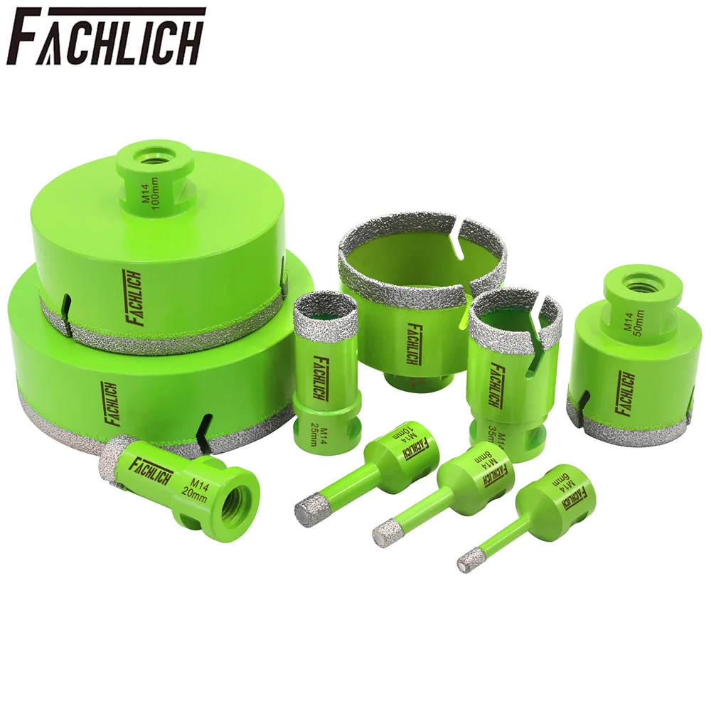 FACHLICH 1/2pcs Diamond Drill Bits Core Bit Dia6-150mm Ceramic Tile Granite Marble Stone M14 Thread Dry Drilling Cutter Hole Saw