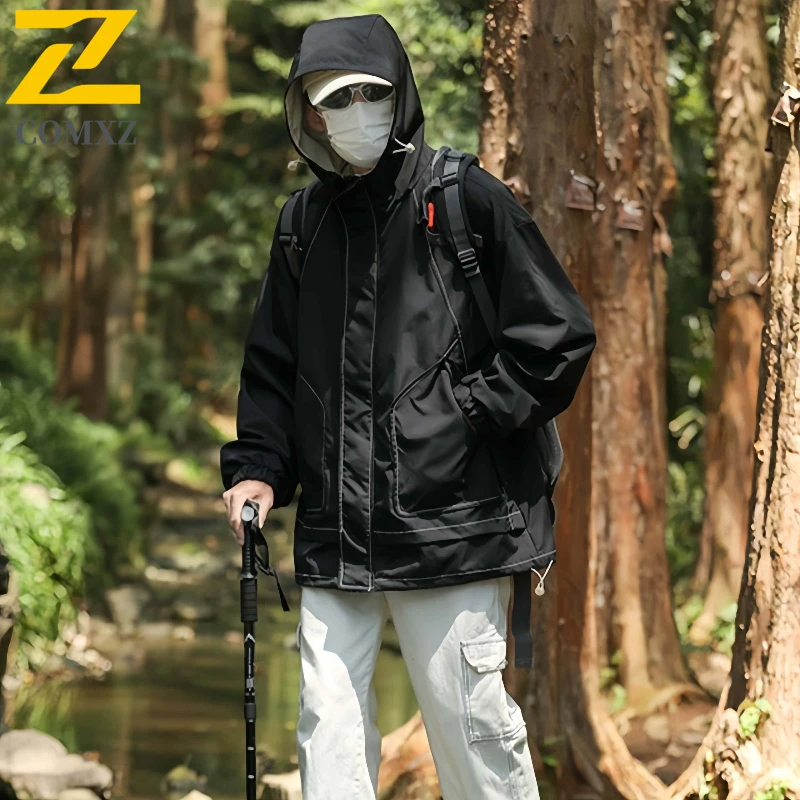 

Мужская зарядная куртка, весенне-осенняя новая ветрозащитная водонепроницаемая дышащая рабочая одежда, куртка с капюшоном, уличная куртка для кемпинга и путешествий на молнии