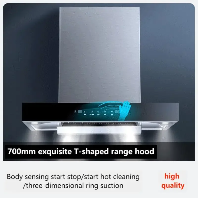 Top Suction 700mm Range Hood For housex Kitchens With High Suction Heat Cleaning Intelligent Body Feeling Control Cooker Hood