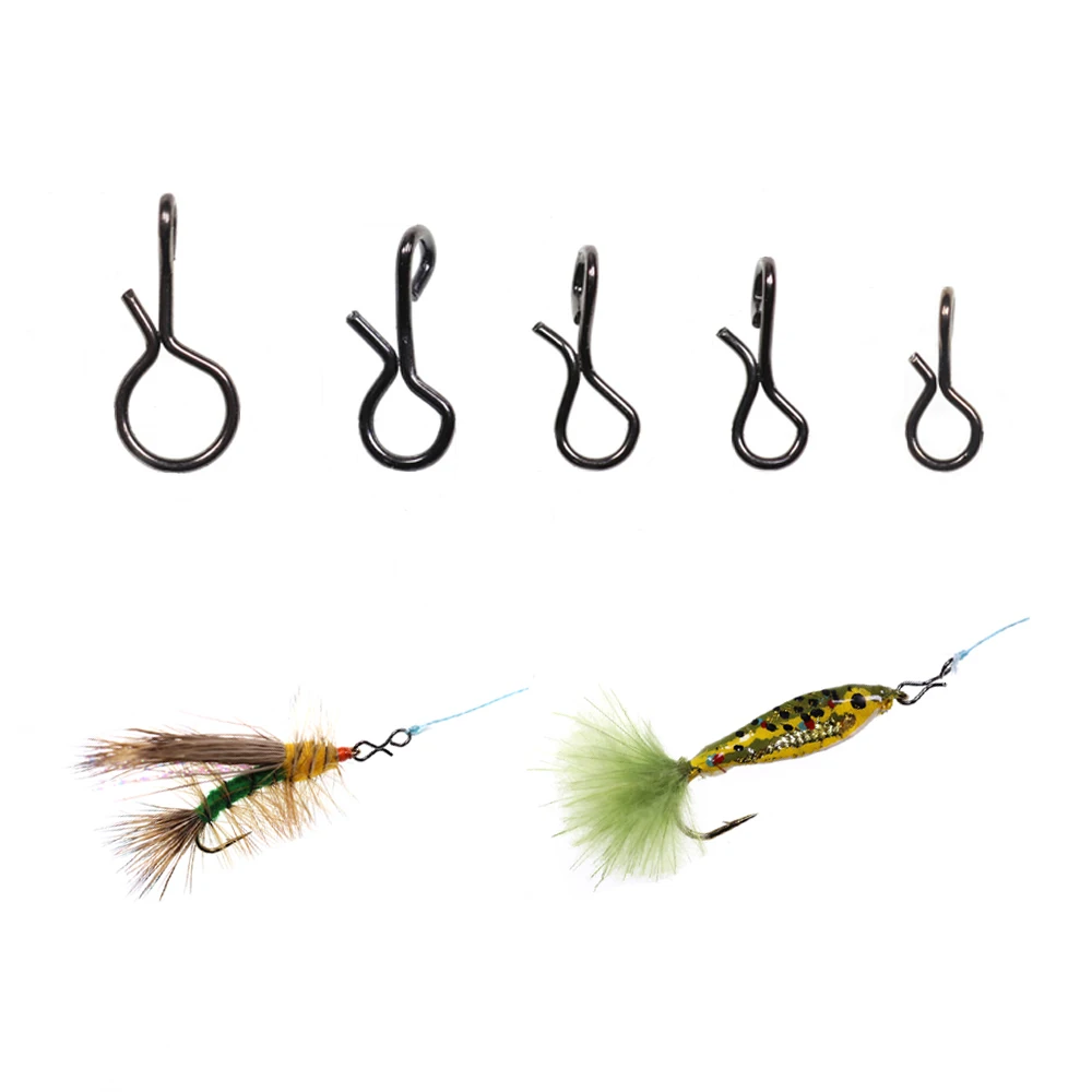 100 Stück Hochkarbon-Stahl Fliegenfischen Schnellwechsel-Clips Sabiki Rig Jig Köder Spinner Verbinder Angelzubehör