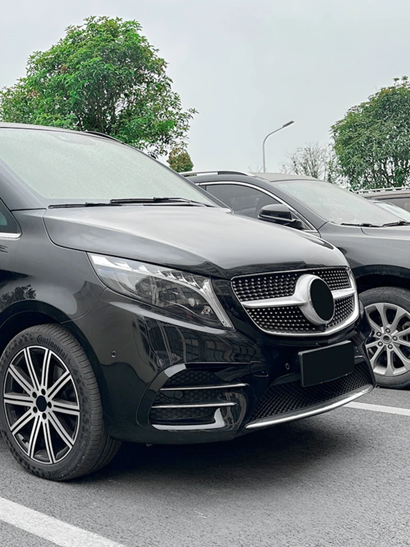 Car Front Air Knife Spoiler Lower Wind Blade Splitter For Mercedes Benz V-Class W447 2016-2023 AMG Line Body Exterior Modified