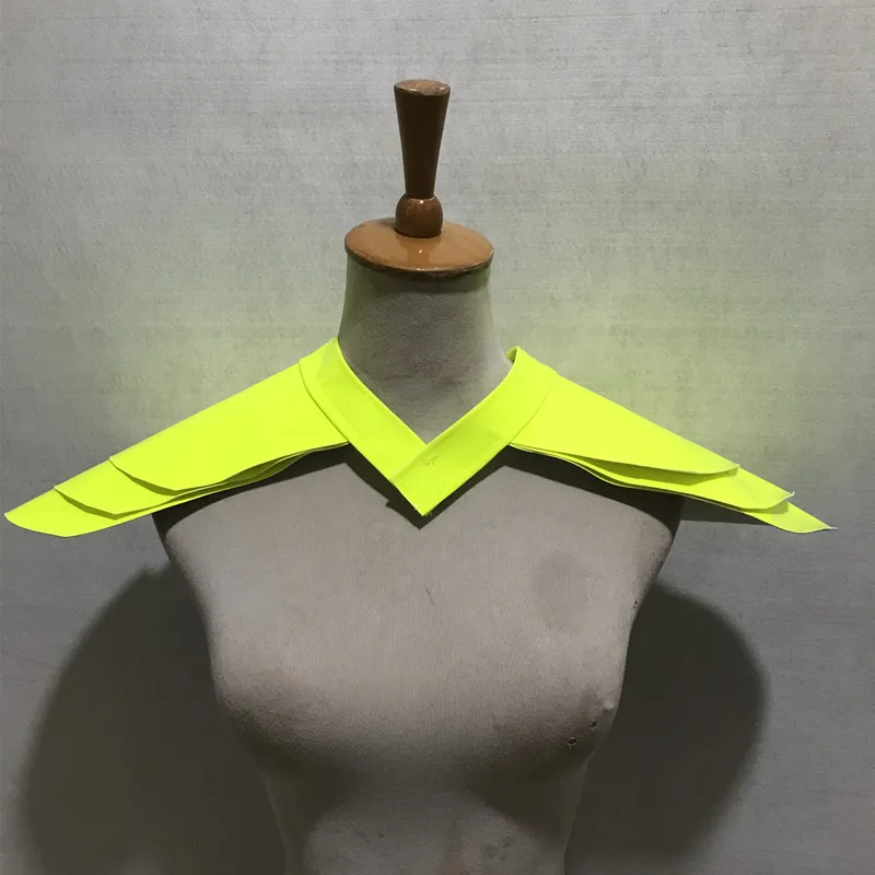 Silver Shoulder Pads Vest Fluorescent Yellow Flying Shoulder Armor Stage Performance Accessories Dance Costume for Women Dancer