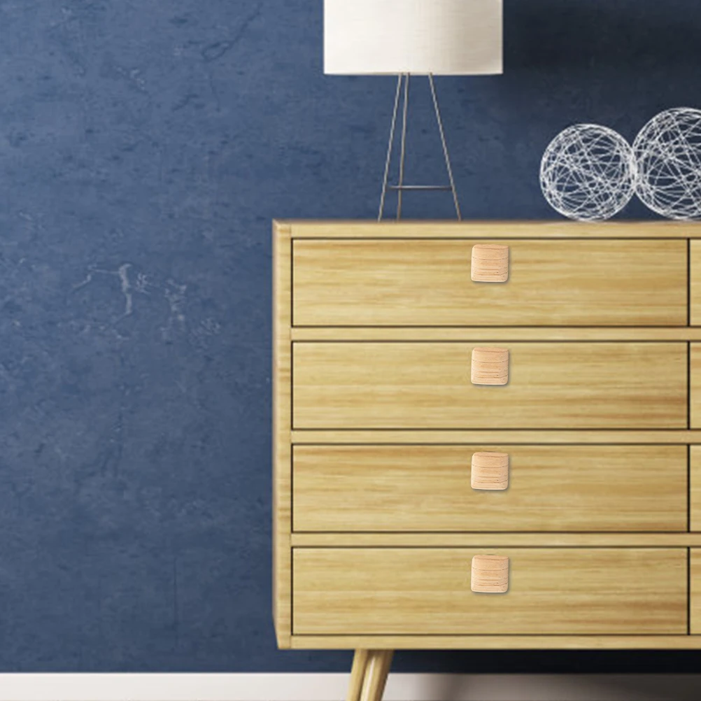 

4 Pcs Cabinet Pull Handles Simple Wooden Gold Knobs for Drawer Wardrobe Furniture Accessory Door Hardware Single Hole
