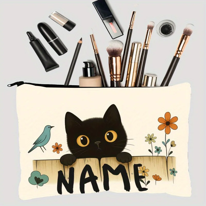 Personalized Makeup Bag with Name/Text & Embroidery - DIY Design Suitable for Travel,, Parties - Zippered Toiletry Your Own Name