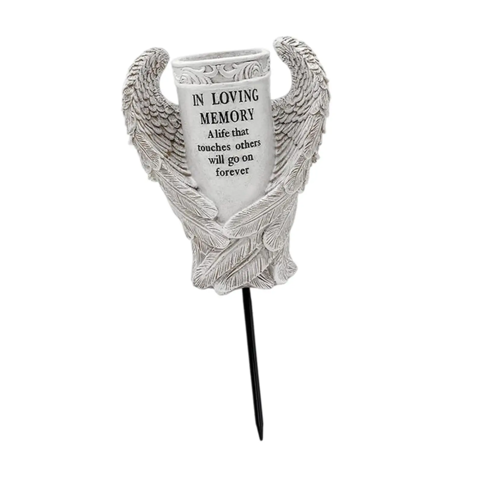 Elegant Memorial Vase Angel Wing Resin Cemetery Vase with Stake Gravestone Decor for Outdoor Remembrance and Sympathy