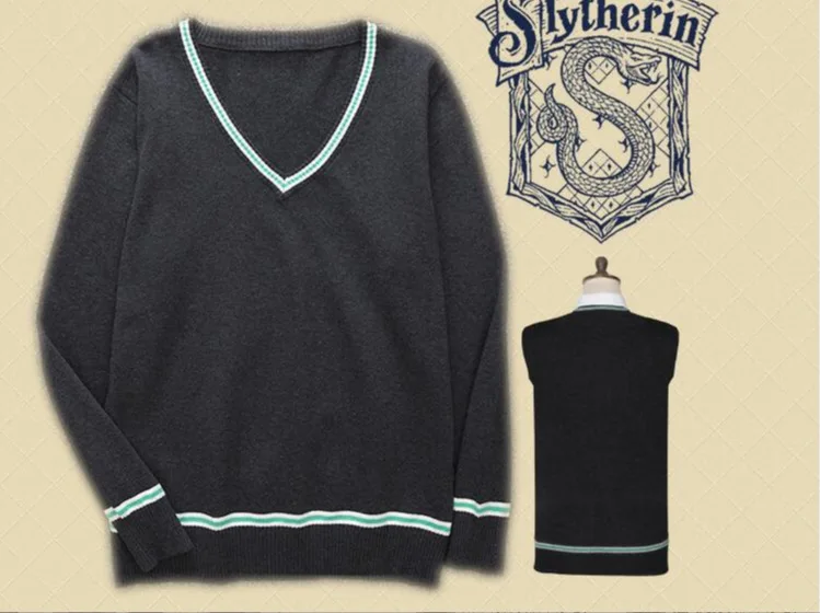 أزياء هاريز التأثيرية للمدرسة السحرية huffleنفخة Ravenclaw سليذرين معالج الخامس الرقبة طويلة الأكمام سترة بلا أكمام محبوك سترة