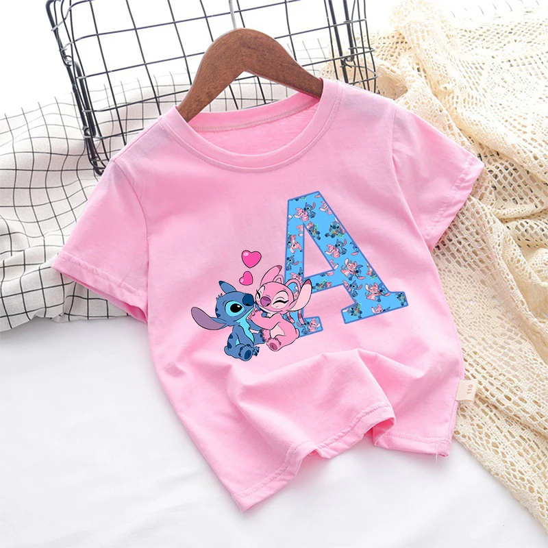 Camiseta de punto de Disney para niñas, ropa para niños, ropa para niños con letras de la A a la Z, algodón, manga corta, regalos bonitos de verano para niños