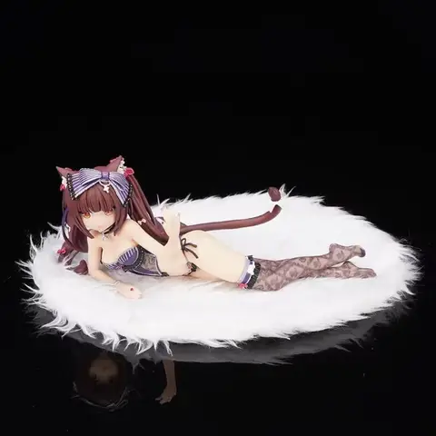 23 cm Kattflicka Paradise Native Knäböjande Vanilj och Liggande Choklad Anime PVC Actionfigur Leksakssamling Modell Skrivbordsprydnad 10 best sales neko bågfigur - №4