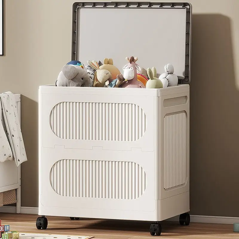 Large capacity 60CM wide clothing storage box bedroom sundries doll toy storage box lid type dust-proof removable cabinet