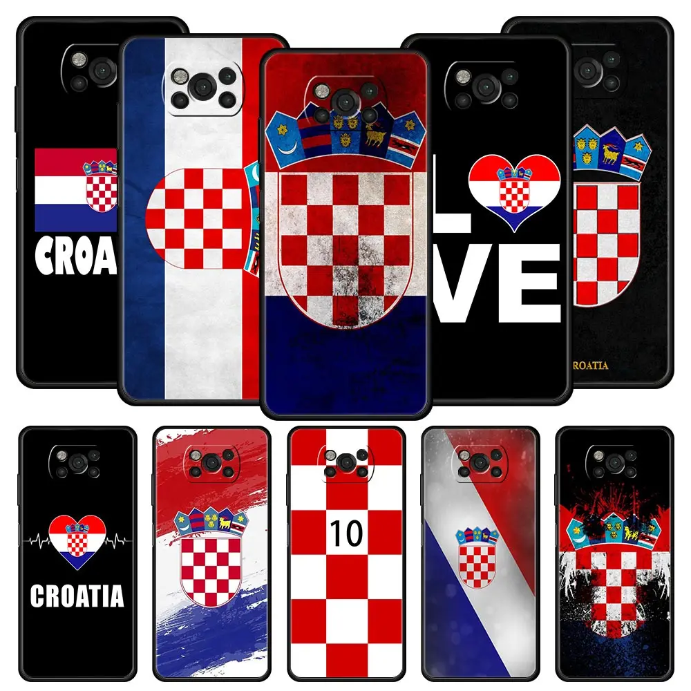 For Xiaomi Poco X3 NFC F4 F3 GT M4 M3 X4 Pro 5G Phone Case Croatia Flag Soccer Xiaomi 13 12T Pro 12 Lite Mi 11 11T 11X 10 Cover