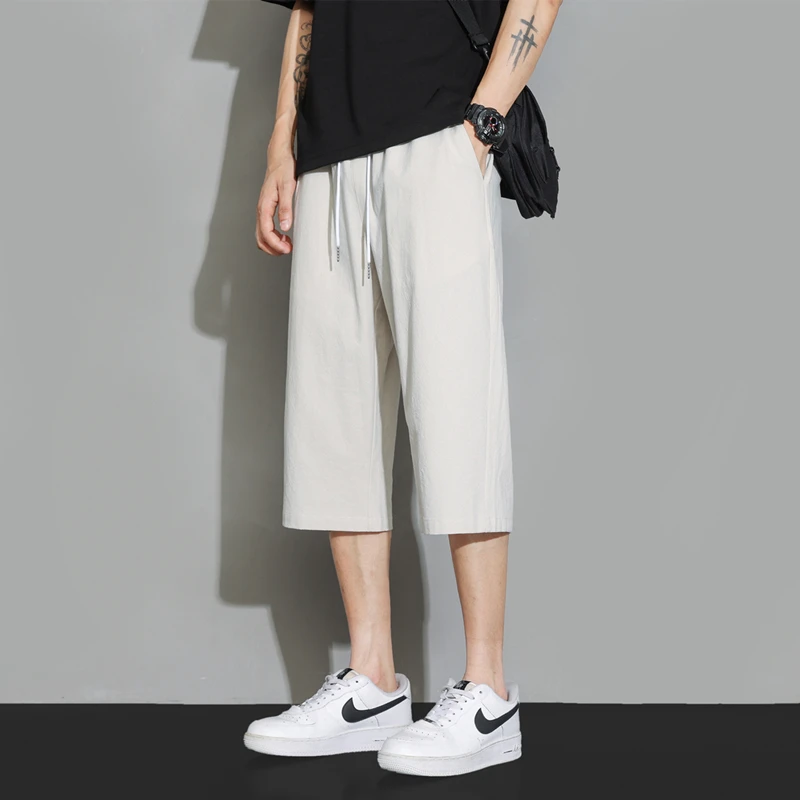 

Men's Casual Cotton Linen orts Summer Thin Loose Fit Spor Sixteenths Length Outerwear Youthful Spring Summer Faion