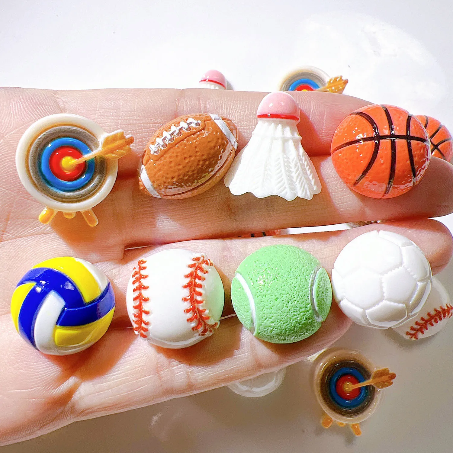 10pcs Simulation Sports equipment - Basketball, Football Resin Pendants DIY Handmade Earrings, Necklaces, Keychains Accessories