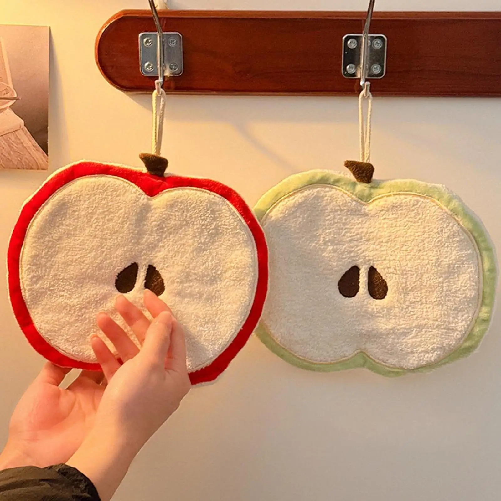 Hand Towel Decorative Fruit Shape Thick with Hanging Loop for Home Bathroom