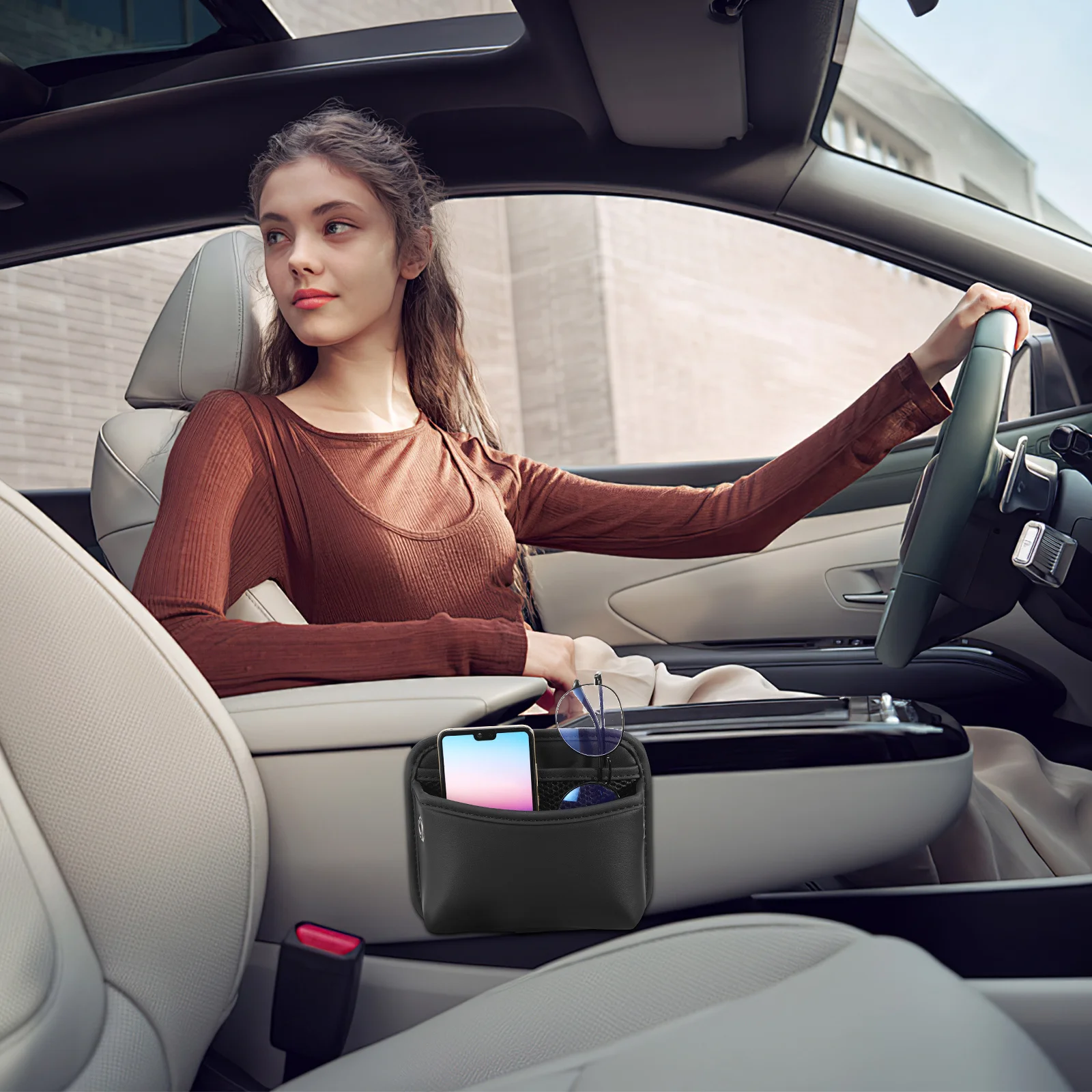 Car Seat Side Storage Bag Multifunctional Organizer Front Seat Vehicle Organizer Car Phone Storage Box Space Saving