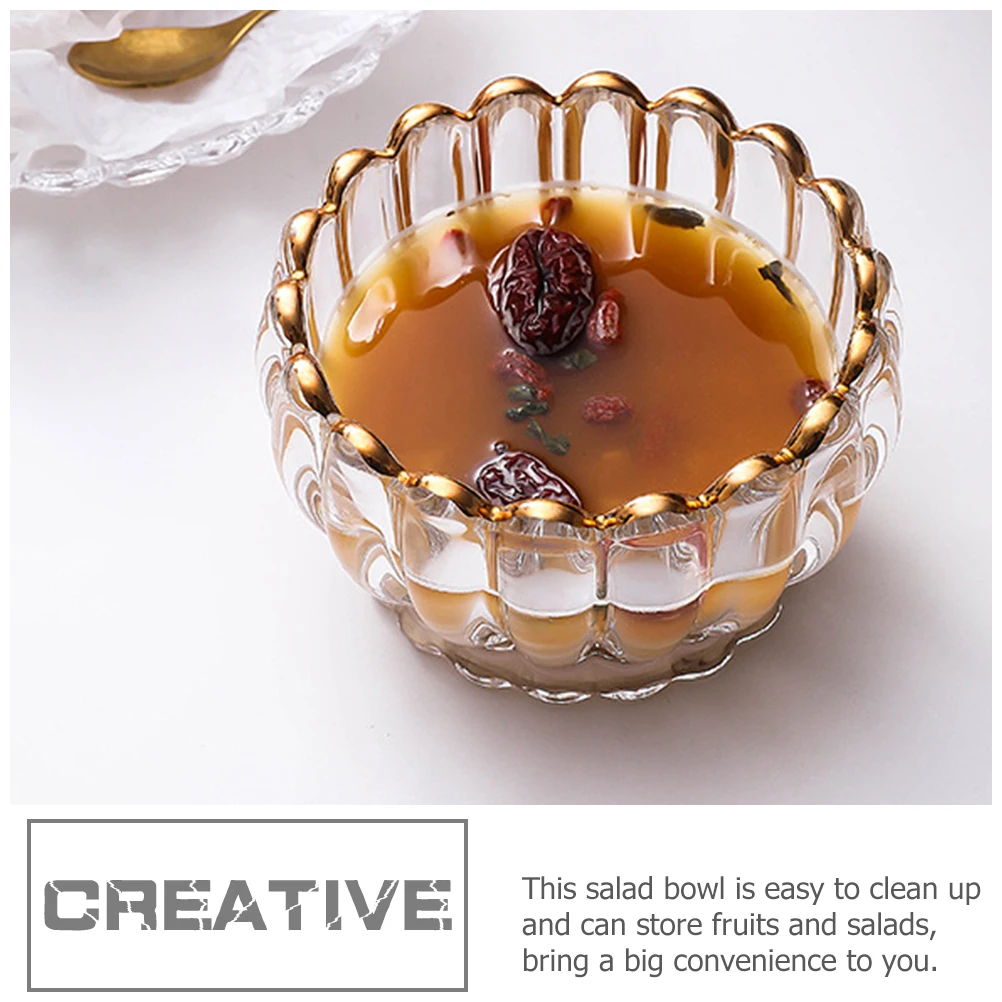 

1Set Elegant Dessert Bowl Stylish Design Reusable Large Capacity Fruit Salad Container Breakfast Snacks Serving