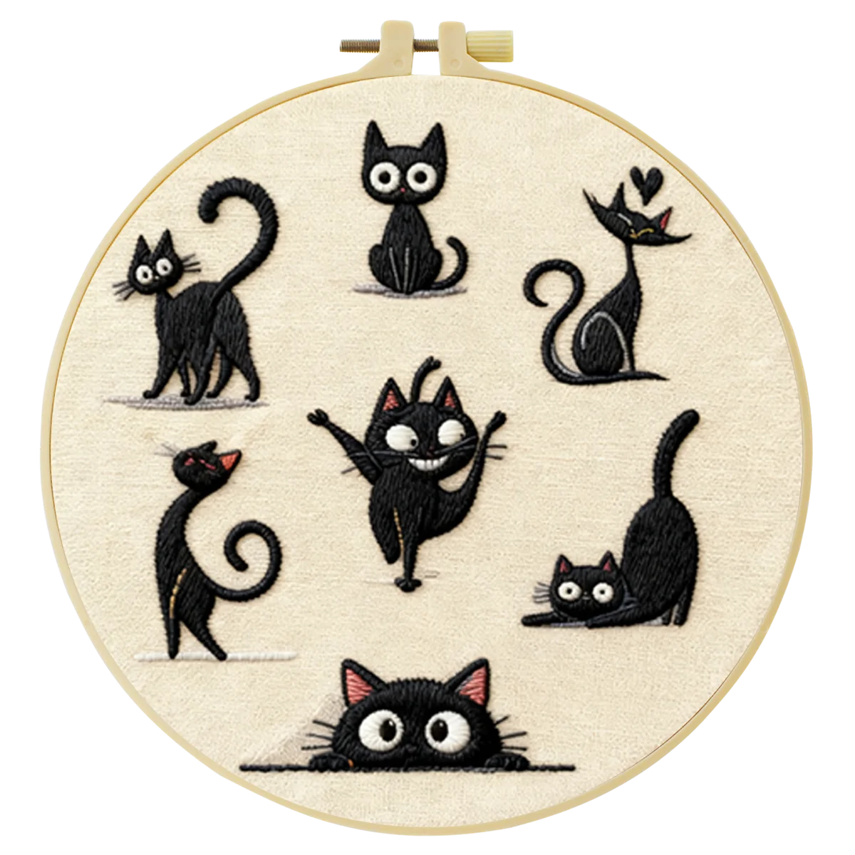 1 Stück 20X20CM/15X15CM 7,87/6,3 Zoll Katzen-Stickerei-Starter-Kit DIY-Kit DIY-Stickerei-Set Handarbeiten Heimdekorations-Set für Anfänger – Detail 3