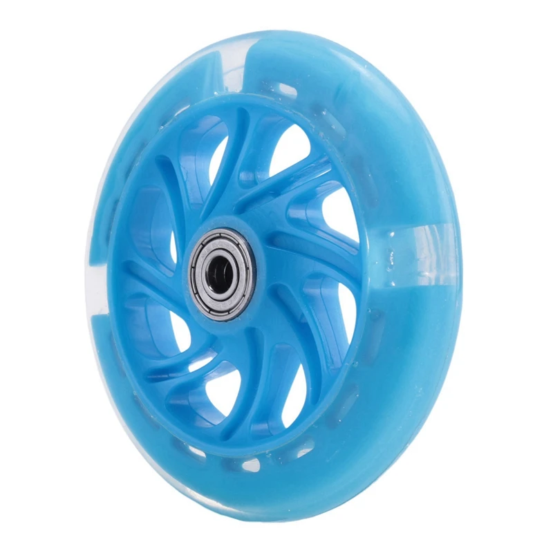 2 paia di luci LED per scooter per bambini da 120 mm ruote lampeggianti con cuscinetti ruote per scooter lampeggianti a LED anteriori/posteriori, blu