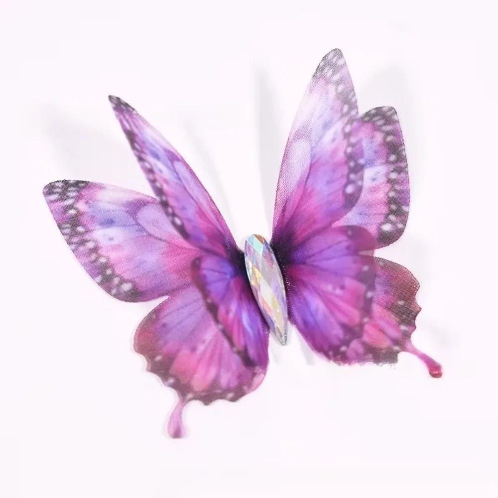 50Pcs 3D Organza Fabric Butterfly Appliques Double-layer Translucent Chiffon Tulle Butterfly Patches Colorful