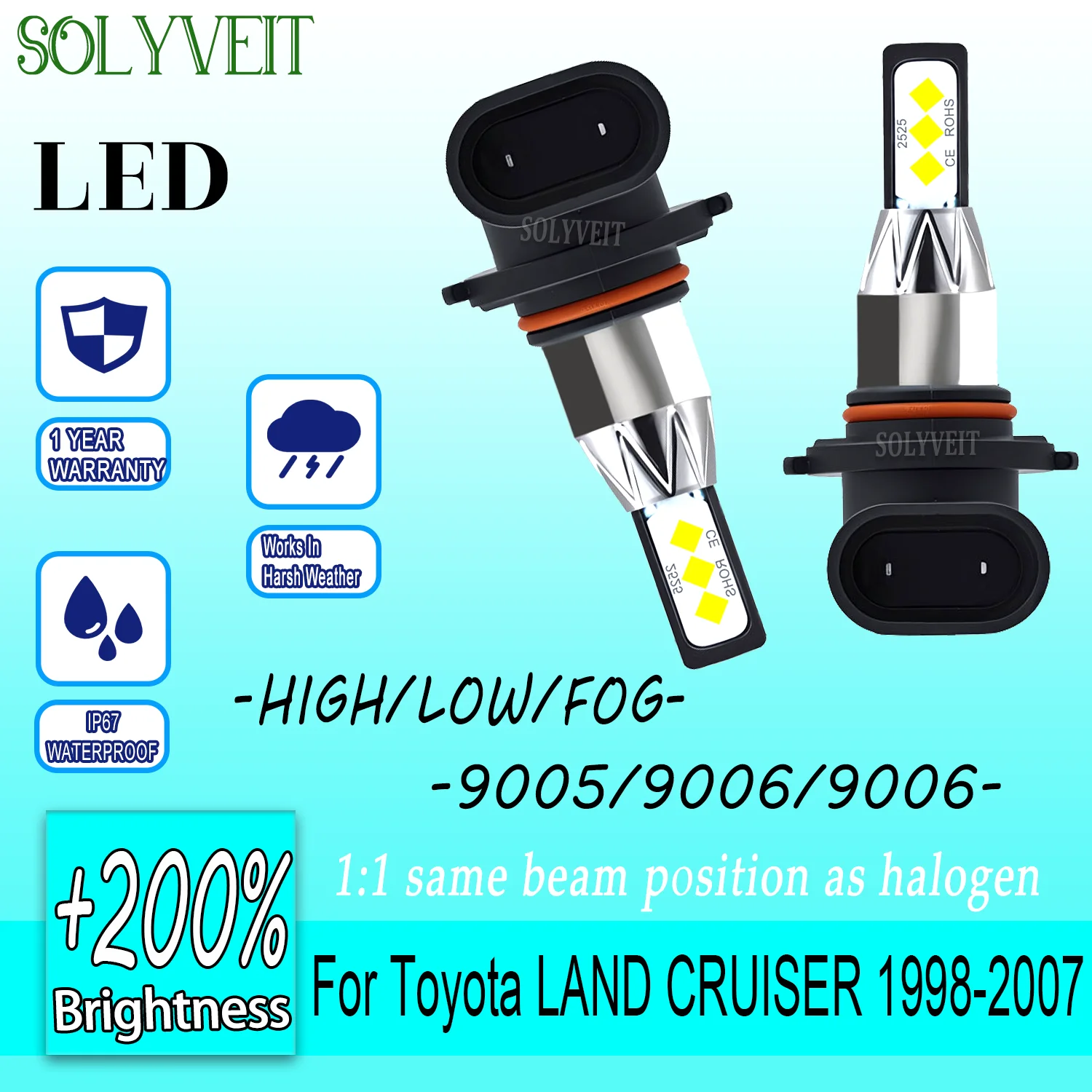 

Secure and Stable Installation 9005 9006 9006 Headlight foglight LED For Toyota LAND CRUISER 1998 1999 2001 2002 2003 2004-2007