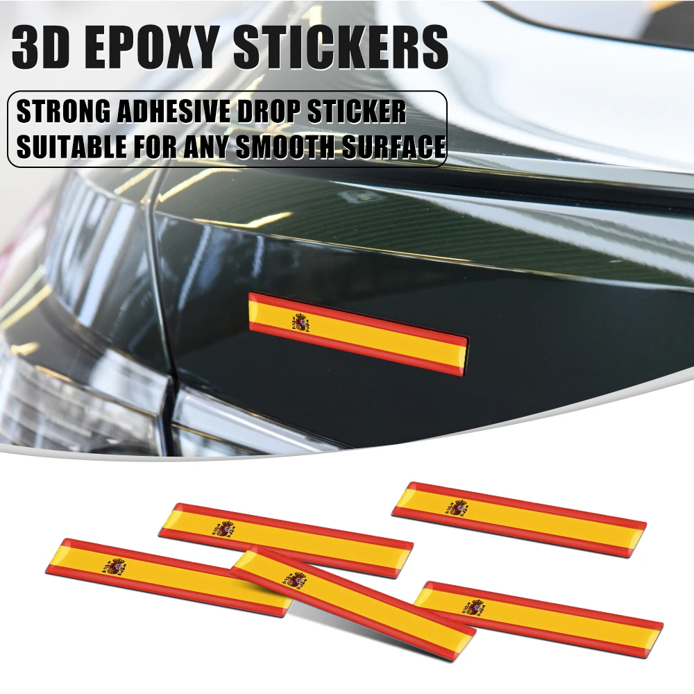 Epoxy Resin Long Car Sticker Spanish Flag Body Trunk Logo Sticker Car Motorcycle Personalized Decoration Sticker Car Accessories