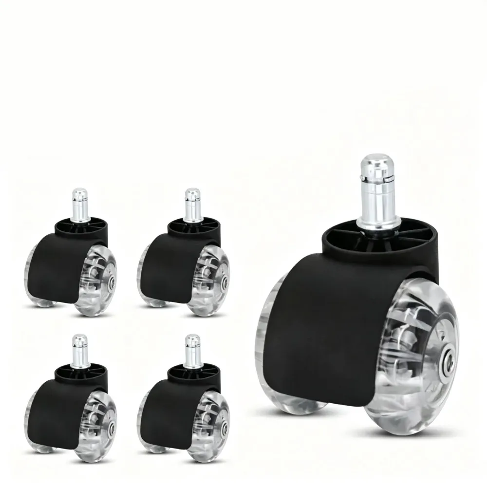 1pcs 2‑Inch Office Chair Caster Wheels Crystal PU Swivel Casters, Silent Smooth Replacement Wheels for Gaming Chair Furniture