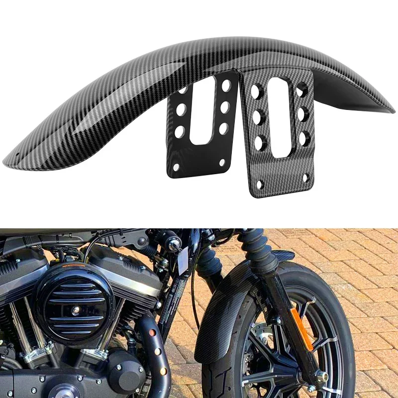 

19” Carbon Fiber Motorcycle Front Fender Accessories For Harley Sportster XL 883 XL1200 48 72 1988-up Front Wheel Mudguard