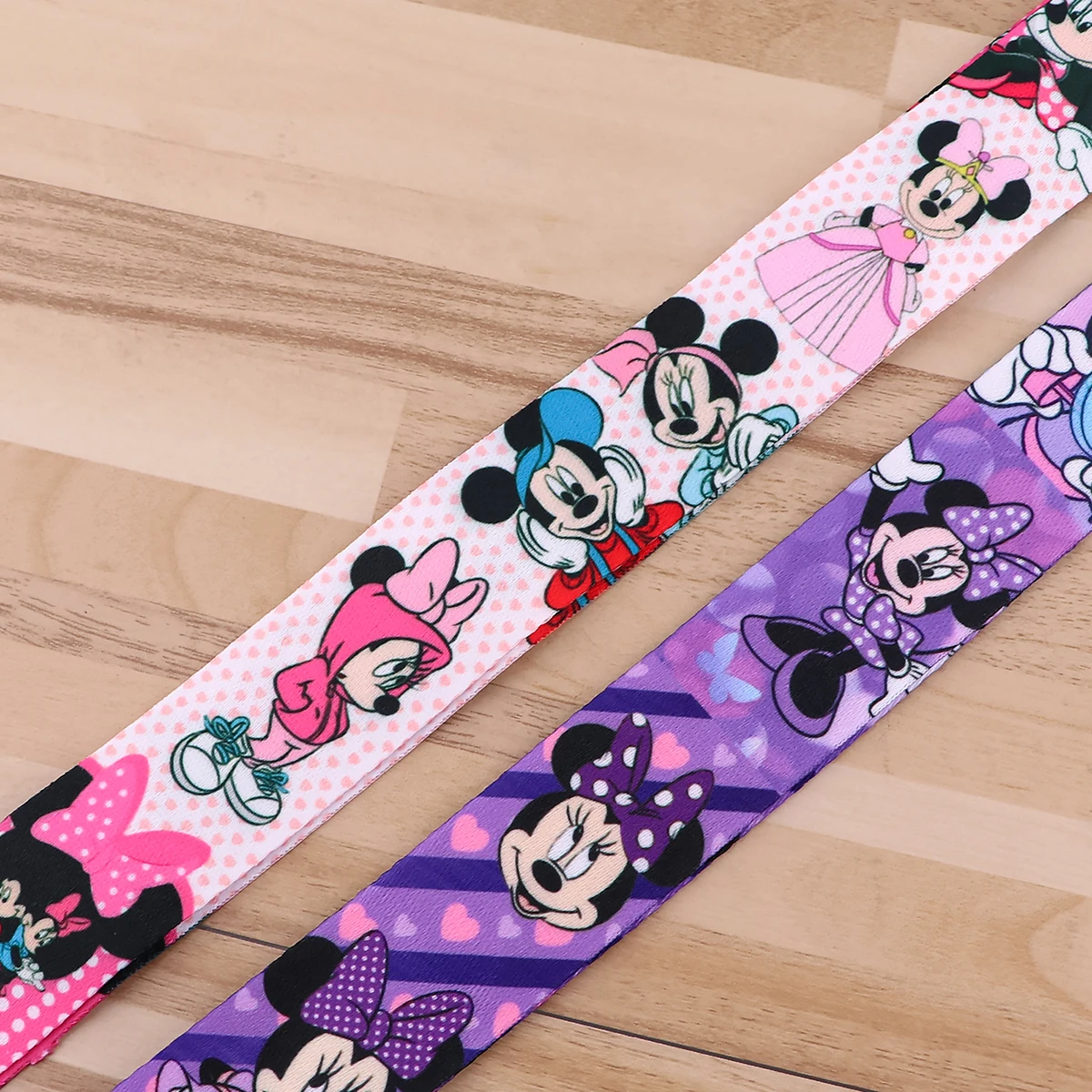 Mickey Minnie Strap Lanyard for Keys Keychain Badge Holder ID Credit Card Pass Hang Rope Lariat Mobile Phone Charm Accessories