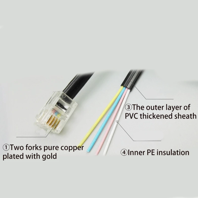 RJ91 4-core vaste telefoon gebogen draadkabel 4P4C telefoonhoornhandgreeplijn