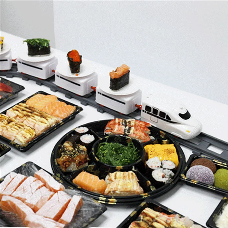 ODIES-12X Treno per sushi Rotary Sushi Track Nastro trasportatore Tavolo rotante Set di treni per alimenti per bambini Fai da te B