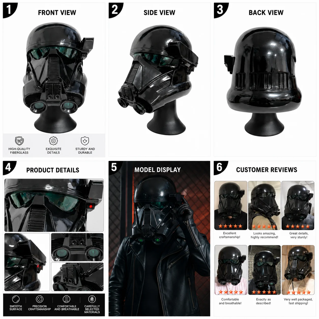 SW The Black Series Imperial Death Trooper Helmet with Led Light Rogue A Story War Cosplay HELMET Props Birthday Gift TK009 view 6