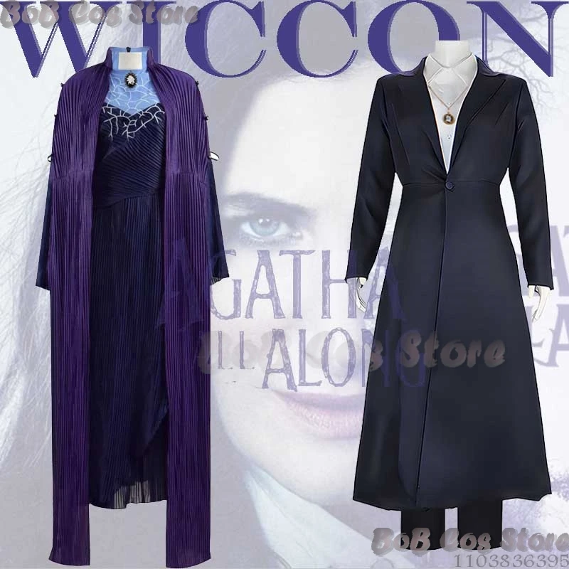 2024 Witch Agatha Cosplay All Along Costume Uniform Harkness Outfit Movie Women Coat Robe Kathryn Suit Halloween Party Roleplay