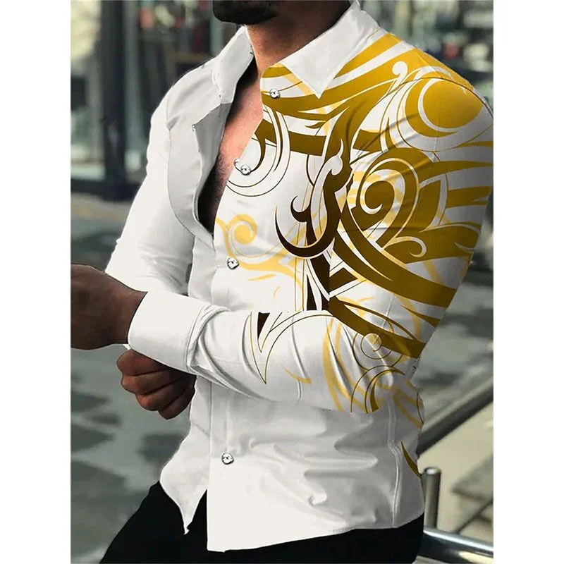 Fashion men\'s long sleeved shirt trend design Starry Sky Luxury shirts Men\'s social street casual shirt 2023 Lapel long sleeved