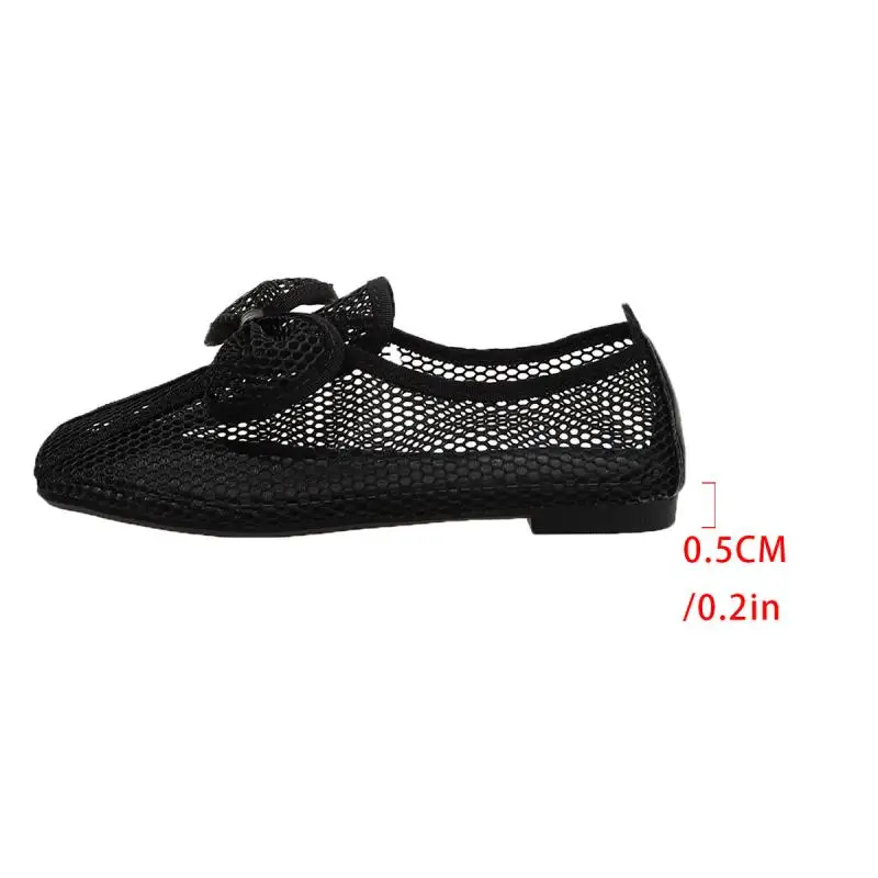 Mesh-Hohlschuh mit Schleife, Ballerinas für Damen, Frühling, Weiß, Schwarz, Atmungsaktive Slip-On-Schuhe, Flache Schuhe, Damen-Freizeitsandalen – Detail 3