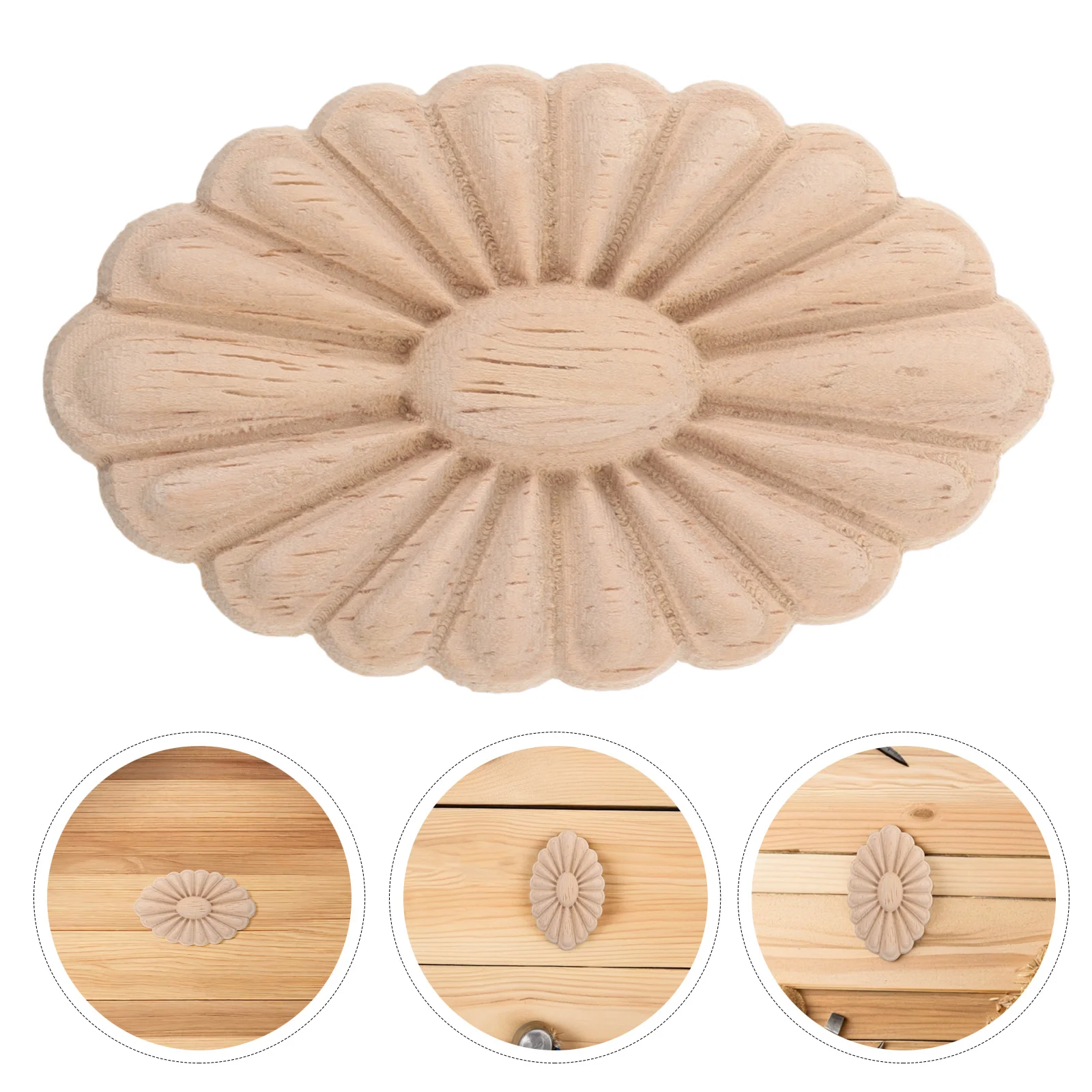 

4Pcs Unfinished Wood Flower Carved Appliques Decorative Furniture Onlays for Bed Dresser Cabinet Wall Embellishments