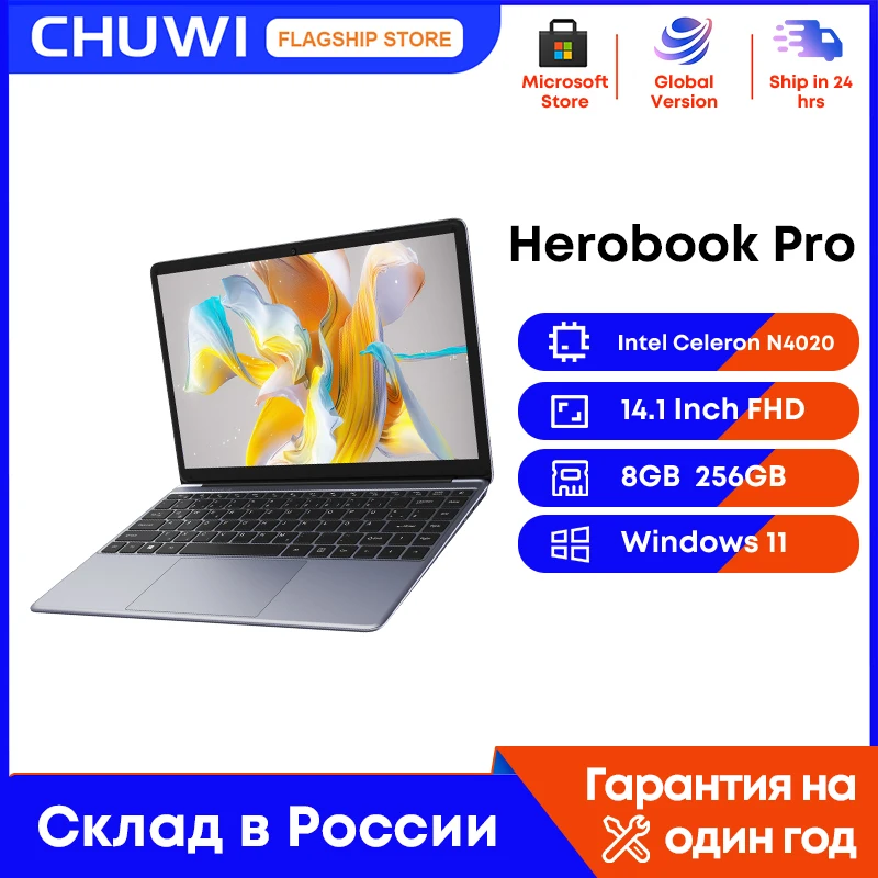 

CHUWI HeroBook Pro Laptop 14.1 inch IPS Screen 8GB RAM 256GB SSD Intel Celeron N4020 Dual Core Windows 11 System Computer PC