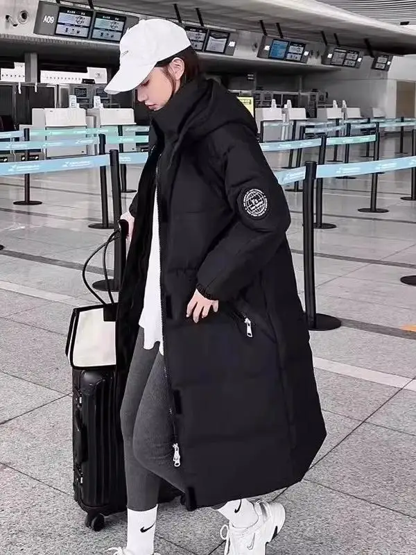 Lightweight Puffer Jaet Women's Knee-Length Overcoat Sli Faionable Mid-Length Bread Sle Cotton Coat Long Sve