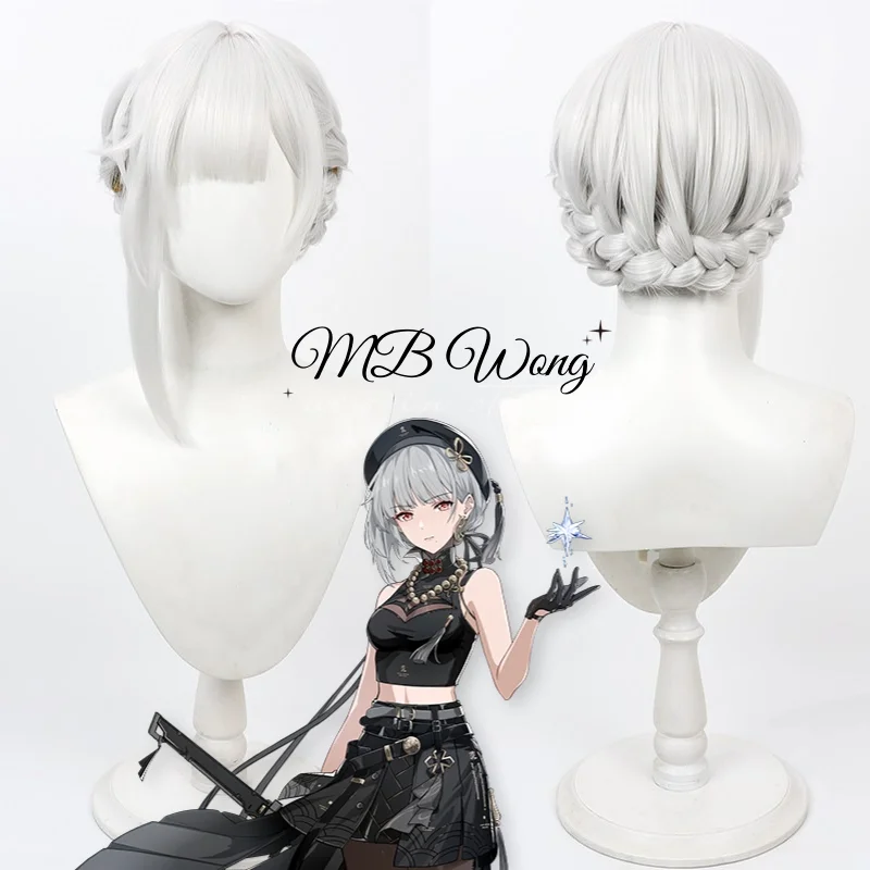 

New Game Wuthering Waves Sanhua Cosplay Wig 55-60cm Gray Short Hair Glacio Mutant Resonator Jinhsi Jinzhou Halloween Party