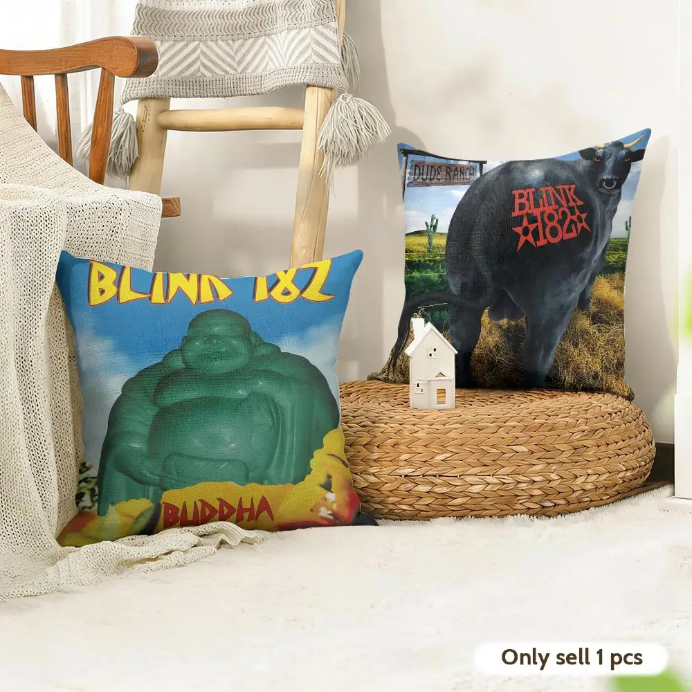 Rock Band B-Blink 182 Cushion Cover Organic Linen Square Pillow Case Durable Non-Allergenic And Kind To Skin