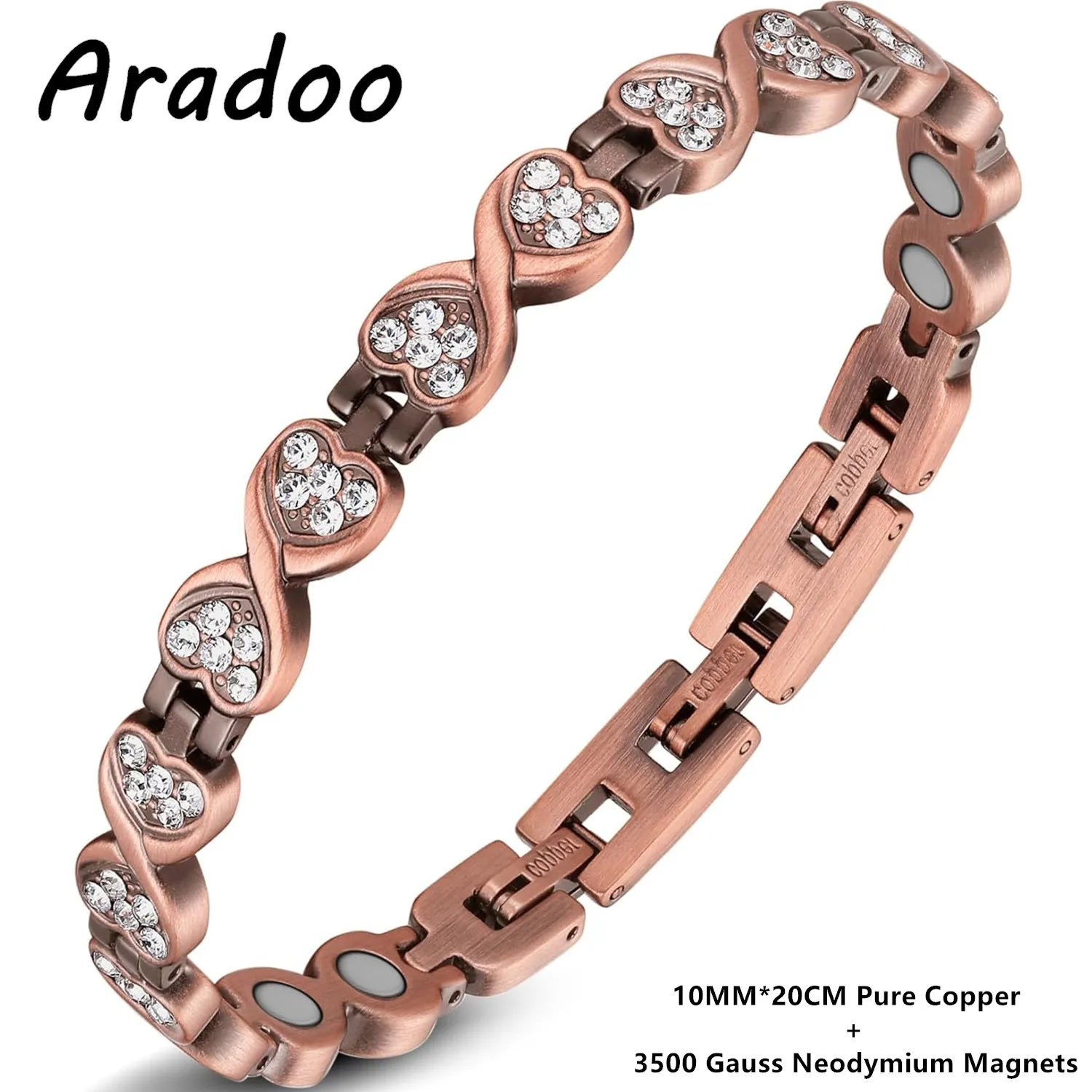 ARADOO Infinite Love Design Magnetarmband aus reinem Kupferkristall für Damen, Schmuck, Geschenke