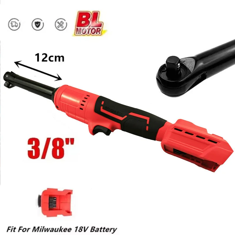 For Milwaukee 18V Battery Brushless Ratchet Wrench 600NM Extended Long Head 3/8