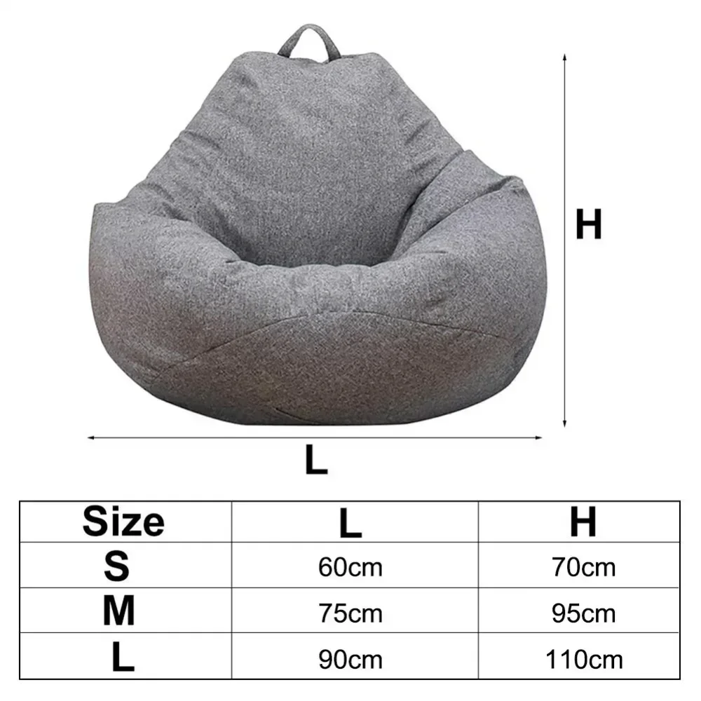 Large Bean Bag Chair Cover Sofa Color Simple Design Indoor Lazy Lounger Cover for Adults and Kids with No Filling