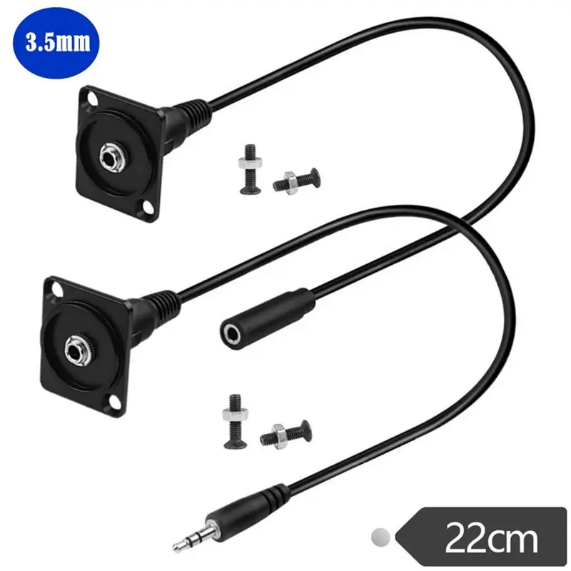 22cm DC3.5mm TRS Male and Female Panel Short Wire Installation Audio Connector TRS 1/8 Stereo Headphone Installation Socket